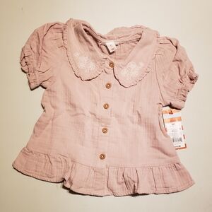 Cat & Jack Dusty Pink Peter Pan Collar Ruffle Blouse